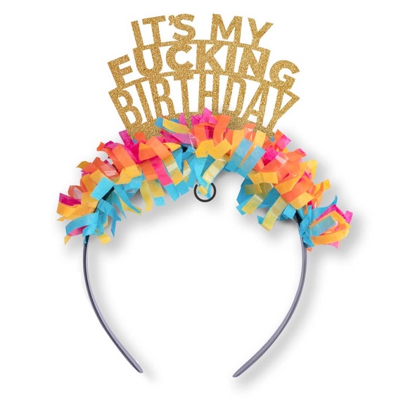 Accessories - It’s My Fucking Birthday Humorous Fun Gold Multi Head Crown Birthday Party Favor
